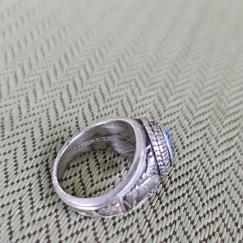 Vintage Class Ring with Aquamarine Gemstone Josten Ladies Sterling Silver 10.92g